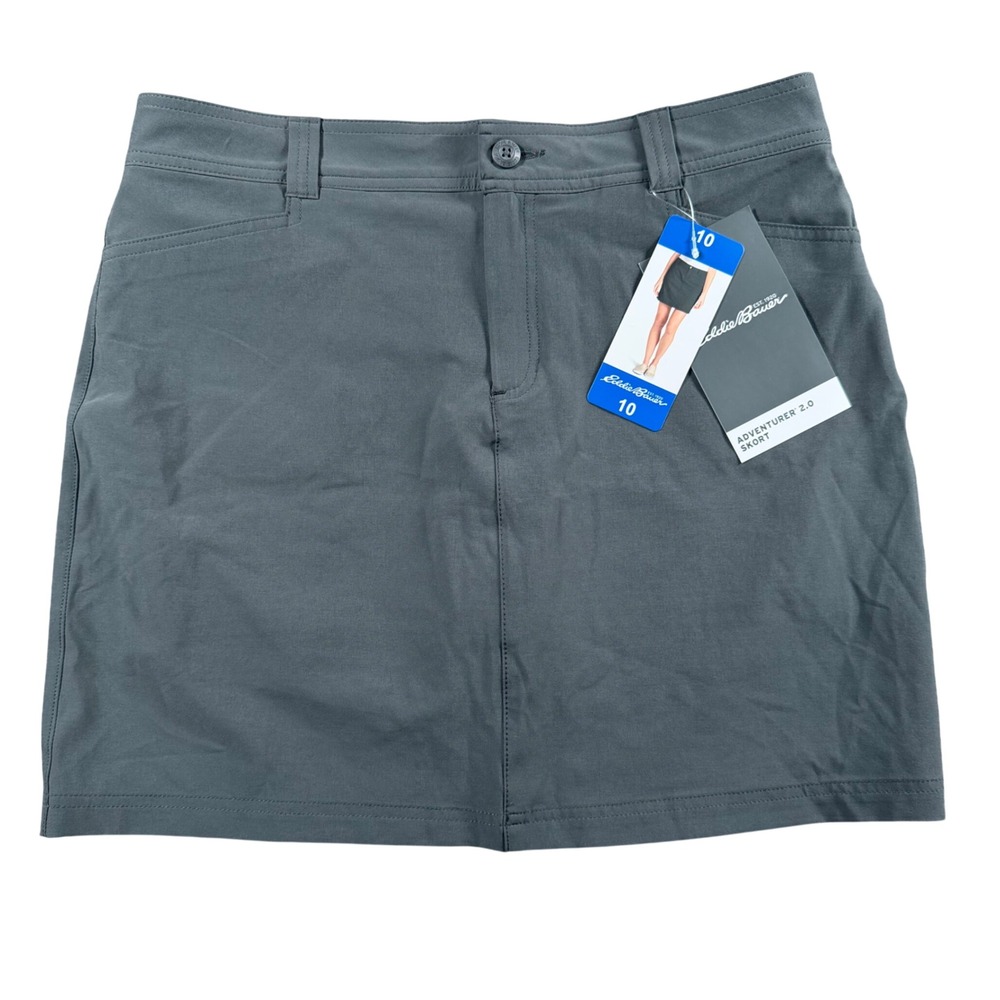 Eddie Bauer Adventurer Skort Dark Grey Womens 10 NWT Hiking outdoor sporty golf